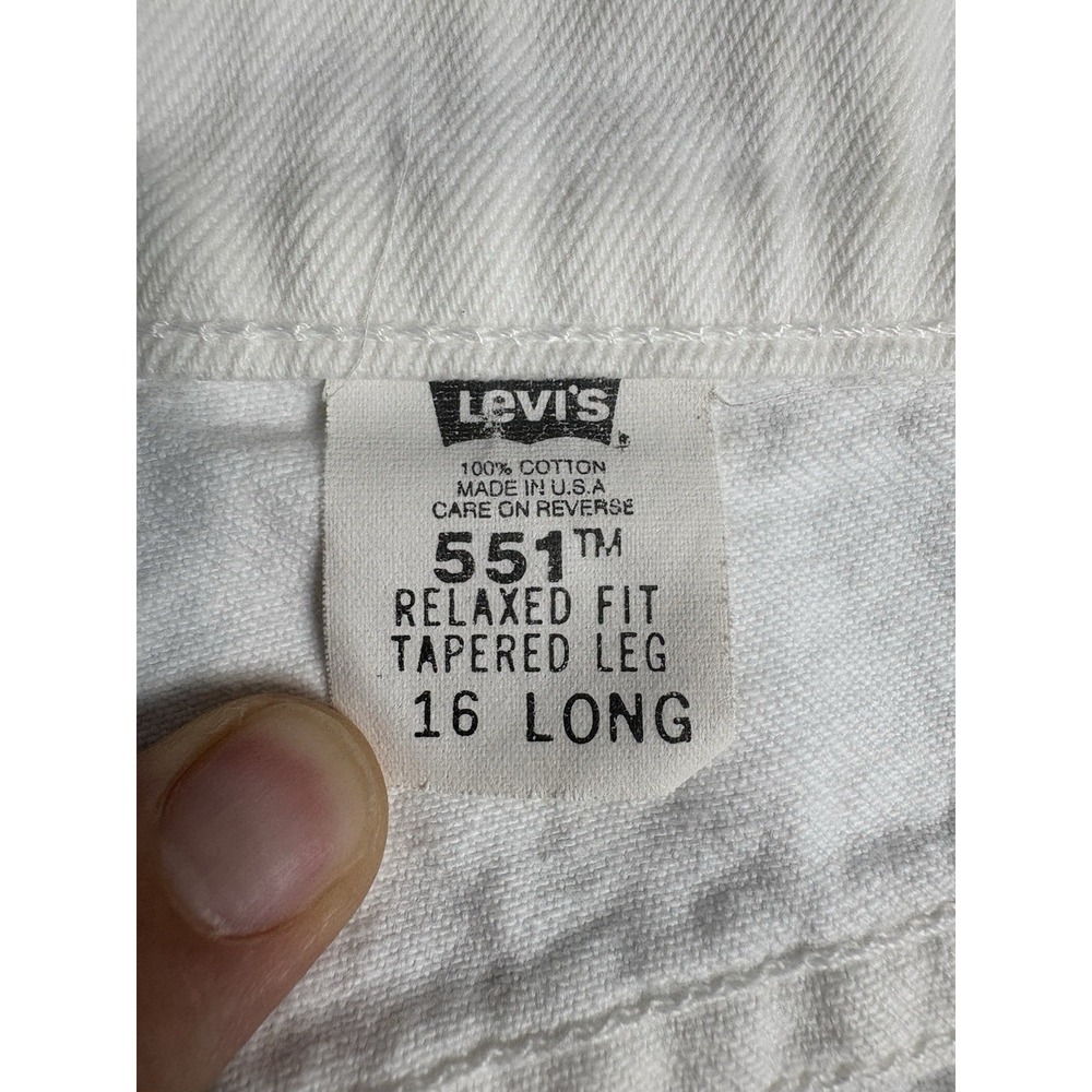 Vintage 90s Levis 551 Womens 16 Long White Jeans USA Relaxed Tapered Distressed - Picture 15 of 16